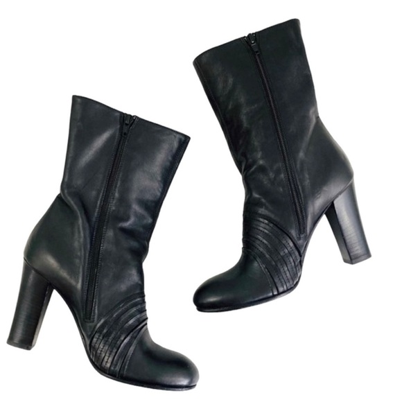 Miss Sixty Leather Heeled Round Toe Boots SZ 39 - Picture 2 of 9